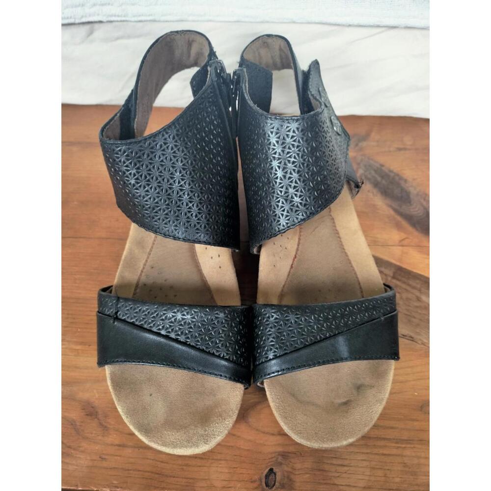 ​Rockport Cobb Hill Hollywood 2-Piece Wedge‎ Sandals Black Leather Women’s 9.5 W